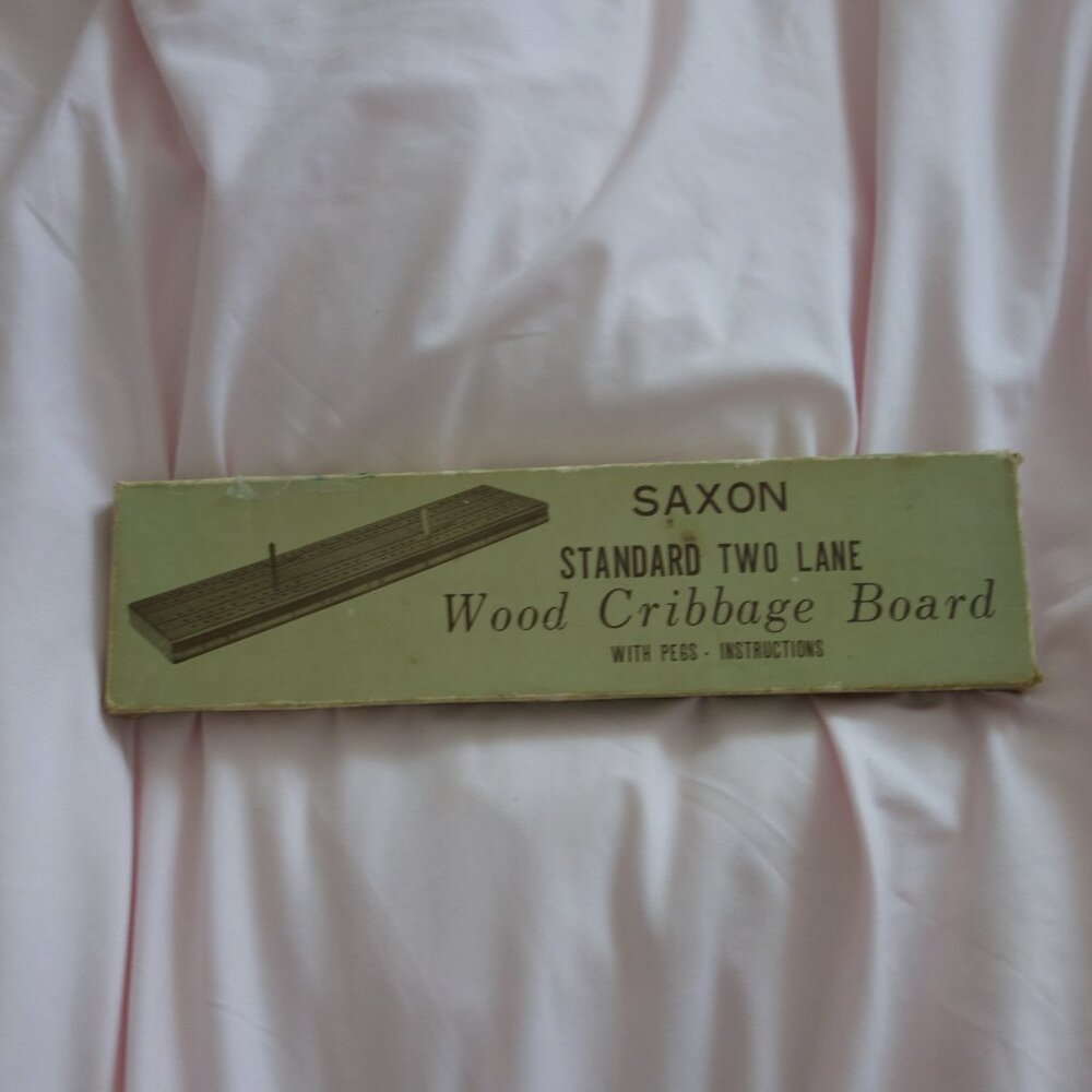 Saxon brand Standard Two Lane Wood 85 Made in Japan Cribbage Board with Box